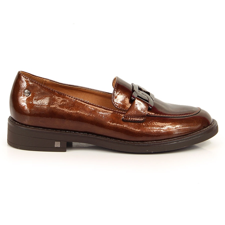 Kvinnors bruna patentlackade loafers Potocki