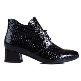 Svarta Vinceza låga stövlar för kvinnor med snörning