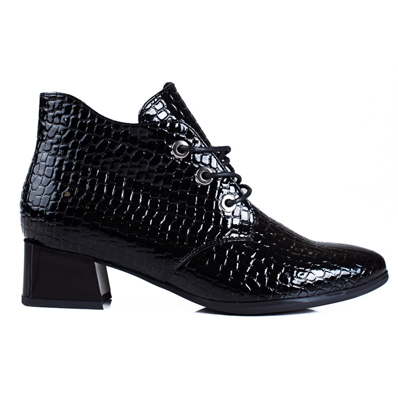 Svarta Vinceza låga stövlar för kvinnor med snörning