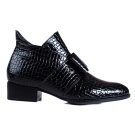 W. Potocki Kvinnors låga stövlar Potocki platta klackar svarta