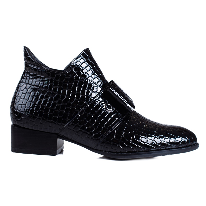 W. Potocki Kvinnors låga stövlar Potocki platta klackar svarta