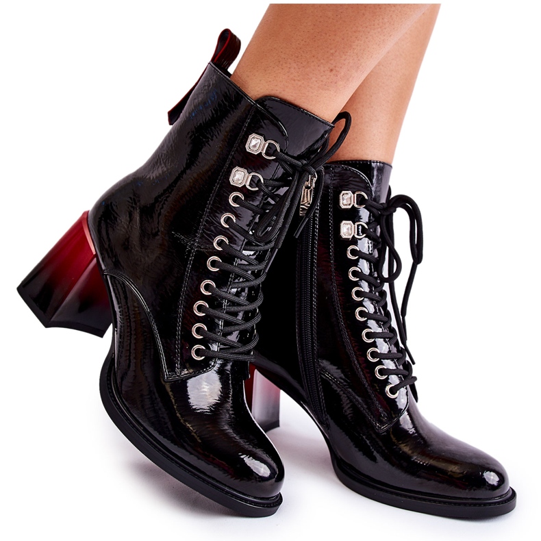 S.Barski Fashionabla svarta Alisse varma högklackade stövlar