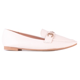 Klassiska Shelovet beige mockasiner för kvinnor med en prydnad