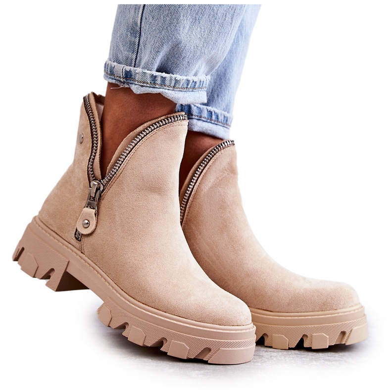 PG1 Mockastövlar för kvinnor med utskärningar Beige rytm