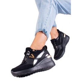 Vinceza Svarta Potocki wedge sneakers för kvinnor