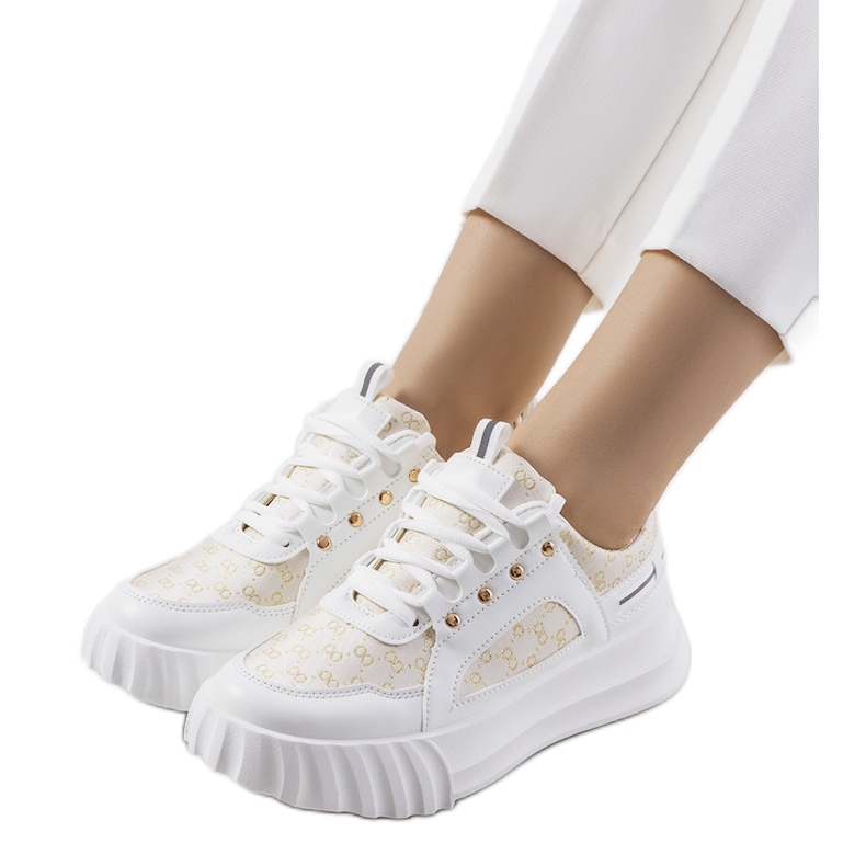 Beige Heleno sneakers vit