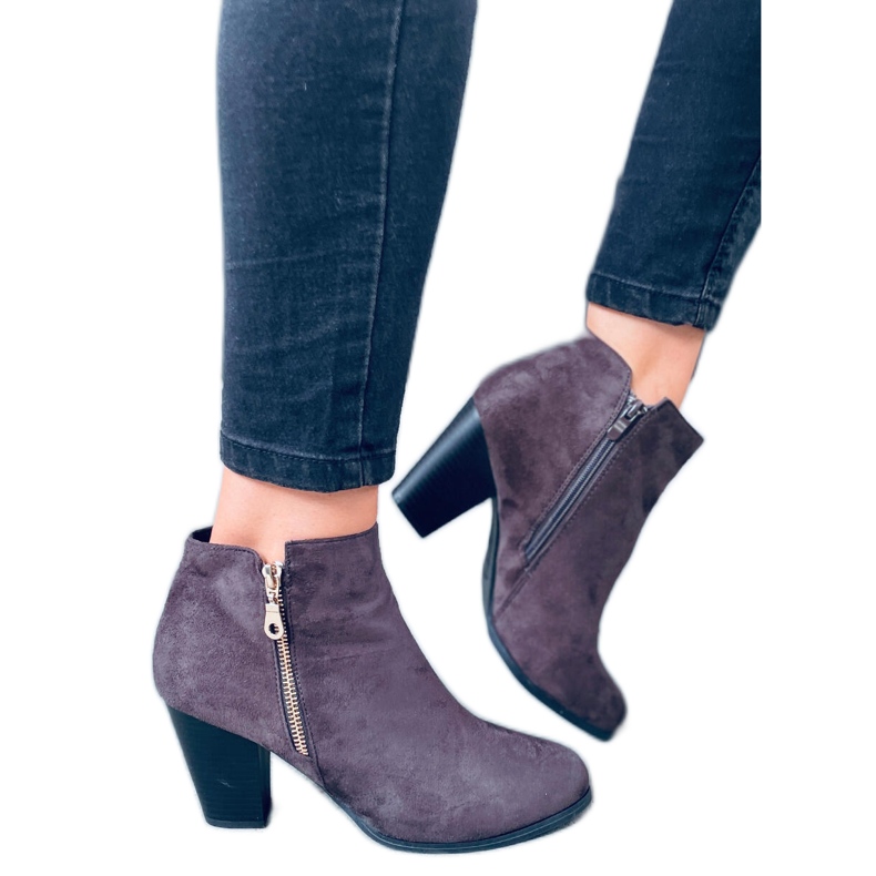 Antone Grey stövlar i högklackat mocka grå