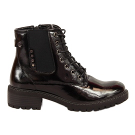 Svarta isolerade stövlar för kvinnor, lackerade Vinceza