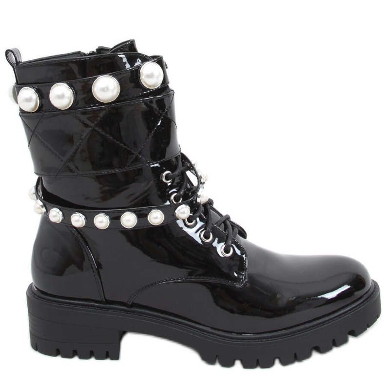 Lackade väskor med Beni Black pärlor svart