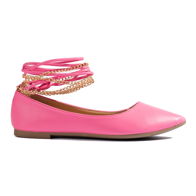 Shelovet kvinnors rosa ballerinor med kedjor