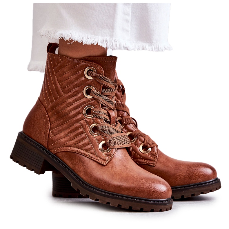 PG1 Quiltade stövlar i läder med brun Torino-uppvärmning