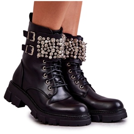 PG1 Kvinnors tossor med prydnadsföremål bundna svart Leonese