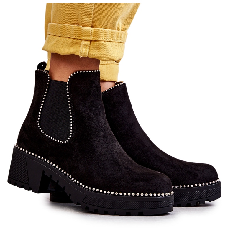 PG1 Svarta Afaries-stövlar för kvinnor med dubbar