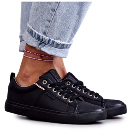 Låga lädersneakers för kvinnor Big Star KK274006 Svart