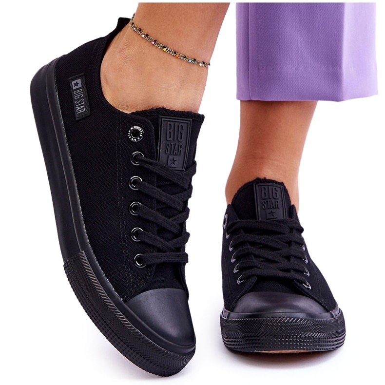 Sneakers i lågt material för kvinnor Big Star KK274009 Svart