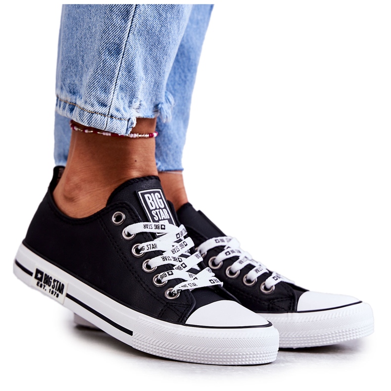 Skinnsneakers för kvinnor Big Star KK274096 Svart