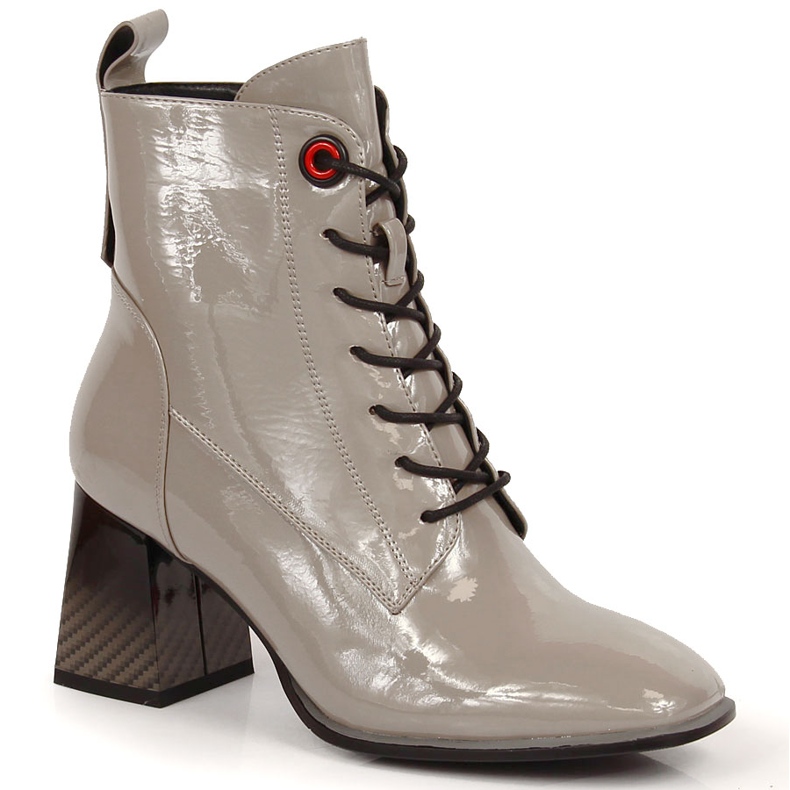 S.Barski Lackade stövlar på stolpen, varmgrå S. Barski