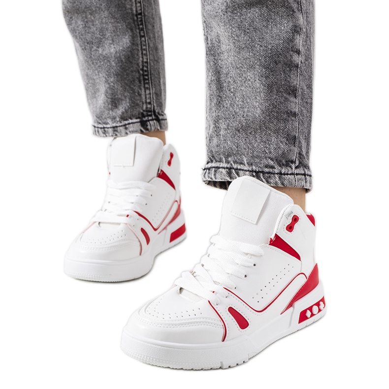 Grandis röda ankelsneakers vit