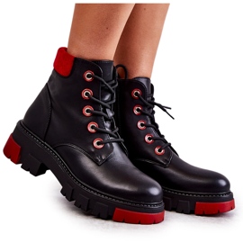 PG1 Läderstövlar arbetare på svart Messa-dragkedja