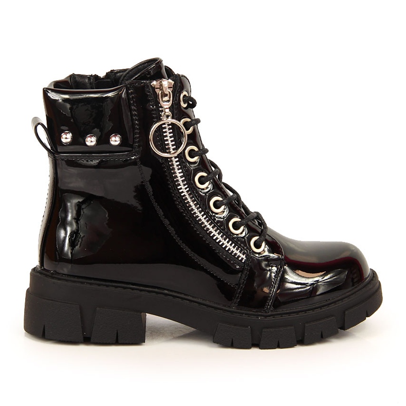 Svarta Vinceza svartlackade isolerade stövlar för tjejer