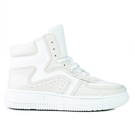 High Shelovet damsneakers gjorda av ekologiskt vitt och grått läder