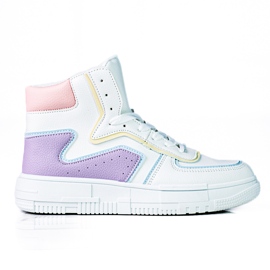 High Shelovet damsneakers gjorda av ekologiskt vitt och lila läder purpur mångfärgad