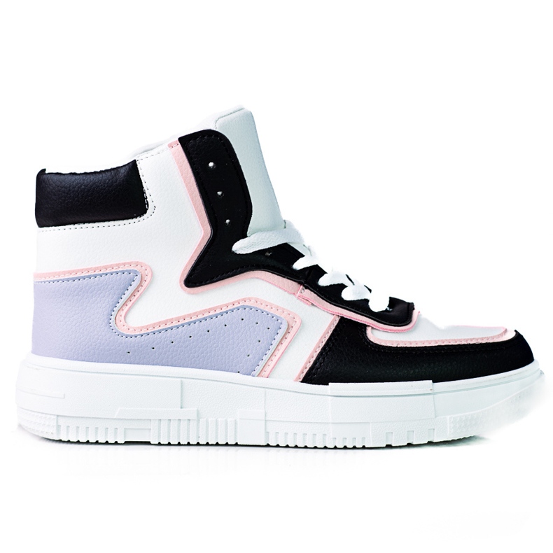 Högtoppade Shelovet-sneakers för kvinnor gjorda av ekologiskt svart och vitt läder mångfärgad