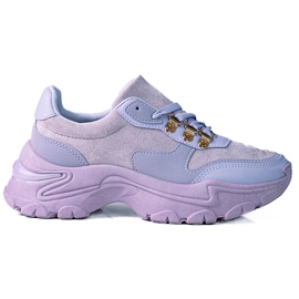 Damsneakers på en tjock Shelovet lila sula purpur