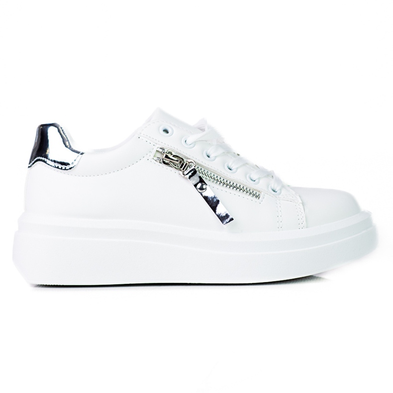 Vita sneakers för kvinnor på Shelovet-plattformen med en dekorativ dragkedja