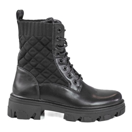 Shelovet kviltade svarta väskor med snörning för kvinnor