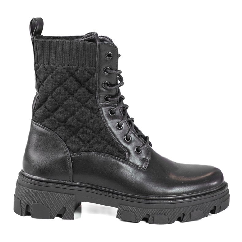 Shelovet kviltade svarta väskor med snörning för kvinnor