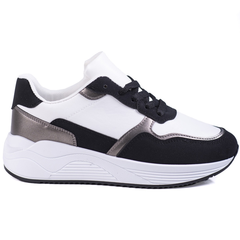 Shelovet damsneakers svartvita med silverinlägg