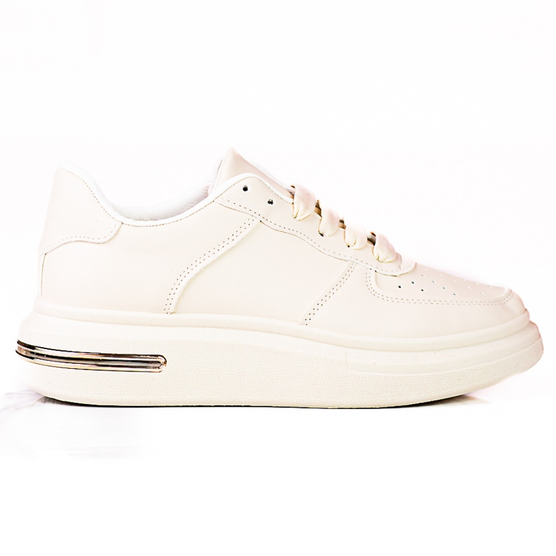 Shelovet vita sportskor med snörning gjorda av ekologiskt läder, beige