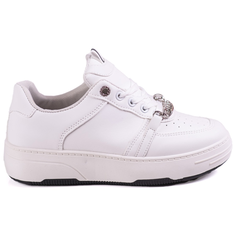 Vita sneakers för kvinnor på en plattform med en Shelovet-kedja