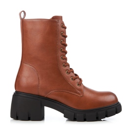 Klassiska bruna Shelovet snörstövlar med höga klackar