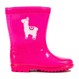 Höga stövlar med rosa glitter för tjejer