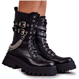 PG1 Höga arbetarstövlar med kedja Svart Montero