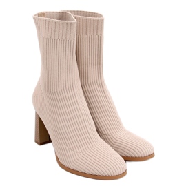 Högklackade sockstövlar från Hermione Taupe beige