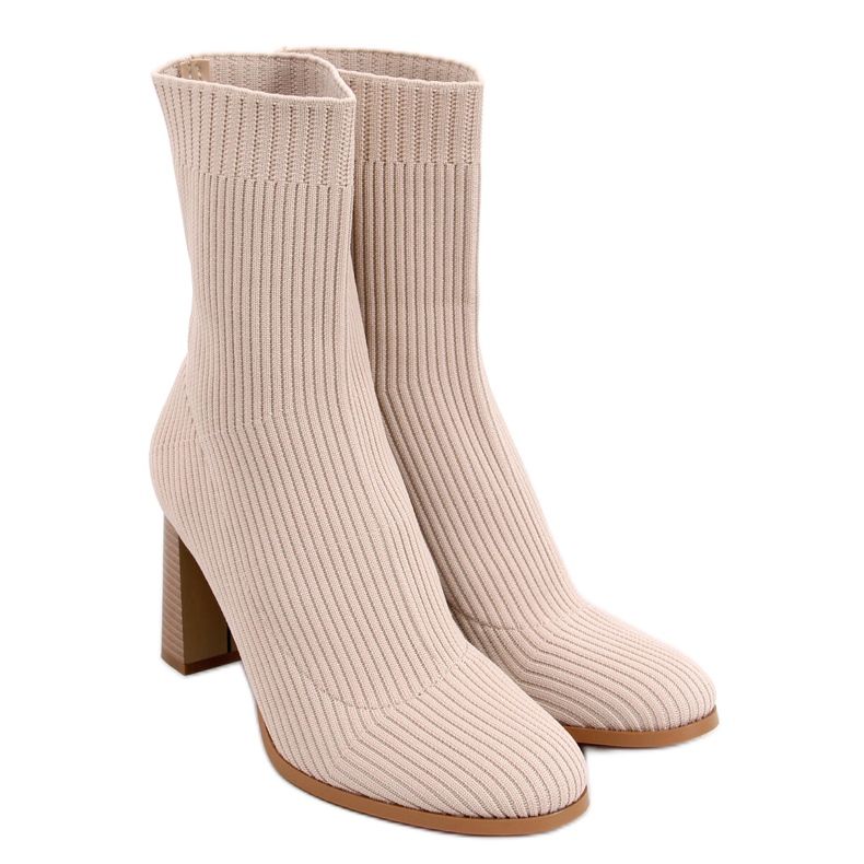 Högklackade sockstövlar från Hermione Taupe beige