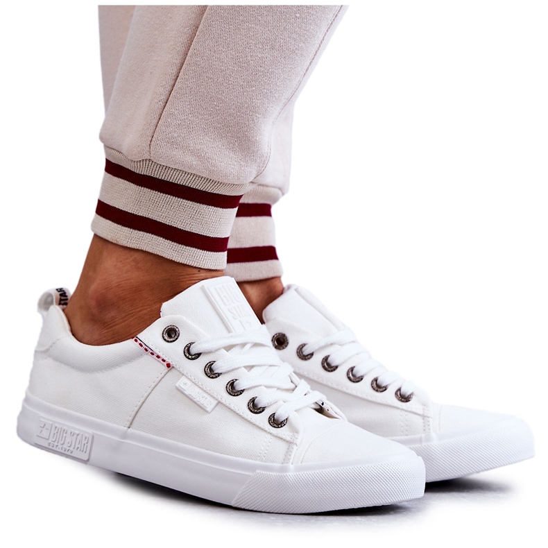 Sneakers i lågt material för kvinnor Big Star KK274003 Vit