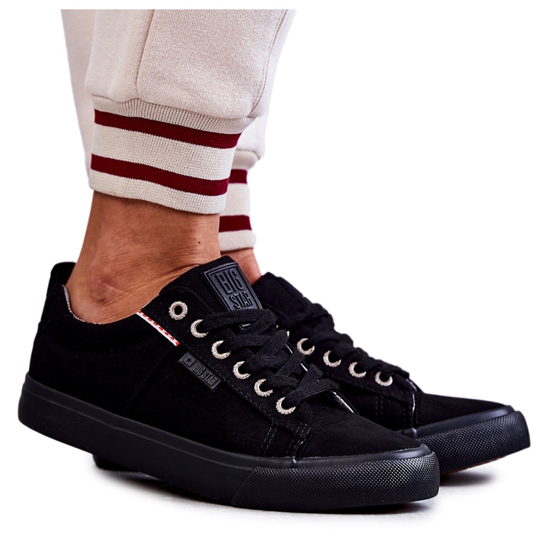 Sneakers i lågt material för kvinnor Big Star KK274004 Svart