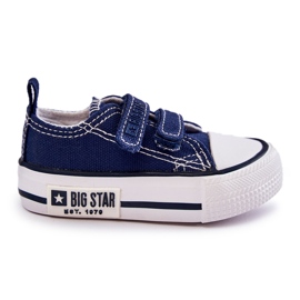 Sneakers i material för barn med kardborre Big Star KK374075 Marinblå