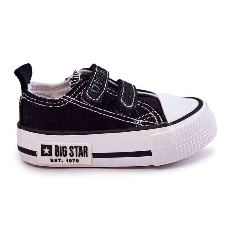 Barnsneakers i tyg med kardborre Big Star KK374074 Svart-Vit
