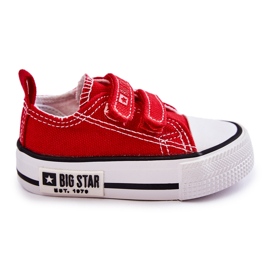 Sneakers i tyg för barn med kardborre Big Star KK374076 Röd