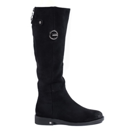 W. Potocki Damkängor i mocka med platt klack från Potocki svart