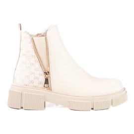 Beige Chelsea-stövlar för damer på Shelovet-plattformen