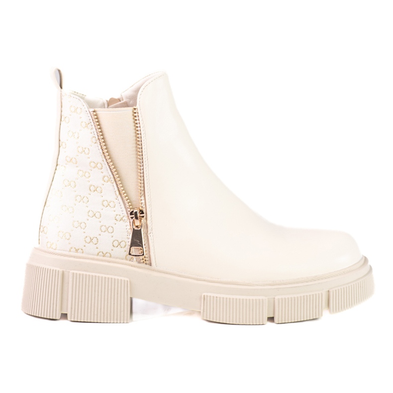 Beige Chelsea-stövlar för damer på Shelovet-plattformen