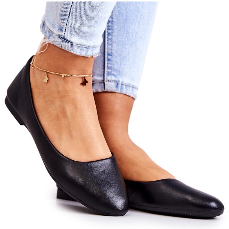 Evento Eco-läder kvinnors svarta ballerinor