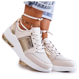 S.Barski Sportskor i läder för kvinnor på en kil Beige Larson