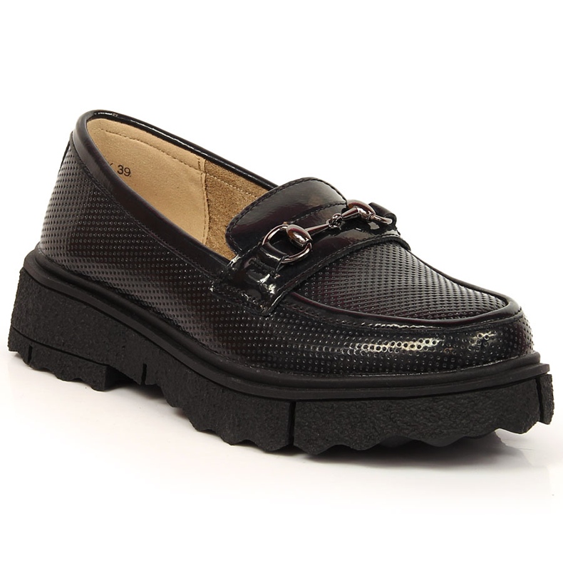 Damloafers, lackade, perforerade, svarta Filippo